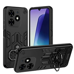Shockproof Armor Case with Ring Stand Holder and Protective Cover for Tecno Spark Go 2024 (Black)