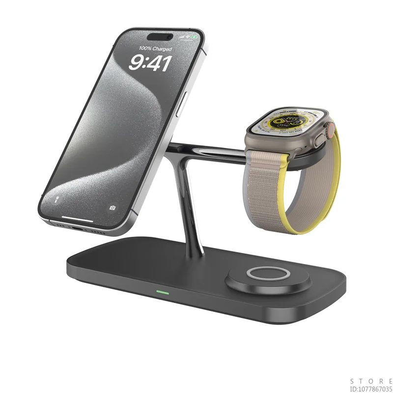 3 in 1 Magnetic Charging Station Wireless Charger for IPhone 15 14 13 12 Pro Max Airpods 3 2 1 Iwatch 7 8 9 SE