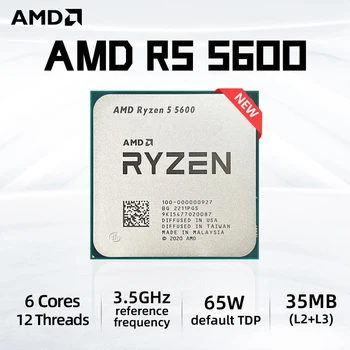 New AMD R5 5600 Ryzen 5 5600 3.5 GHz 6-Core 12-Thread CPU Processor 7NM L3=32M 100-000000927 Socket AM4 1