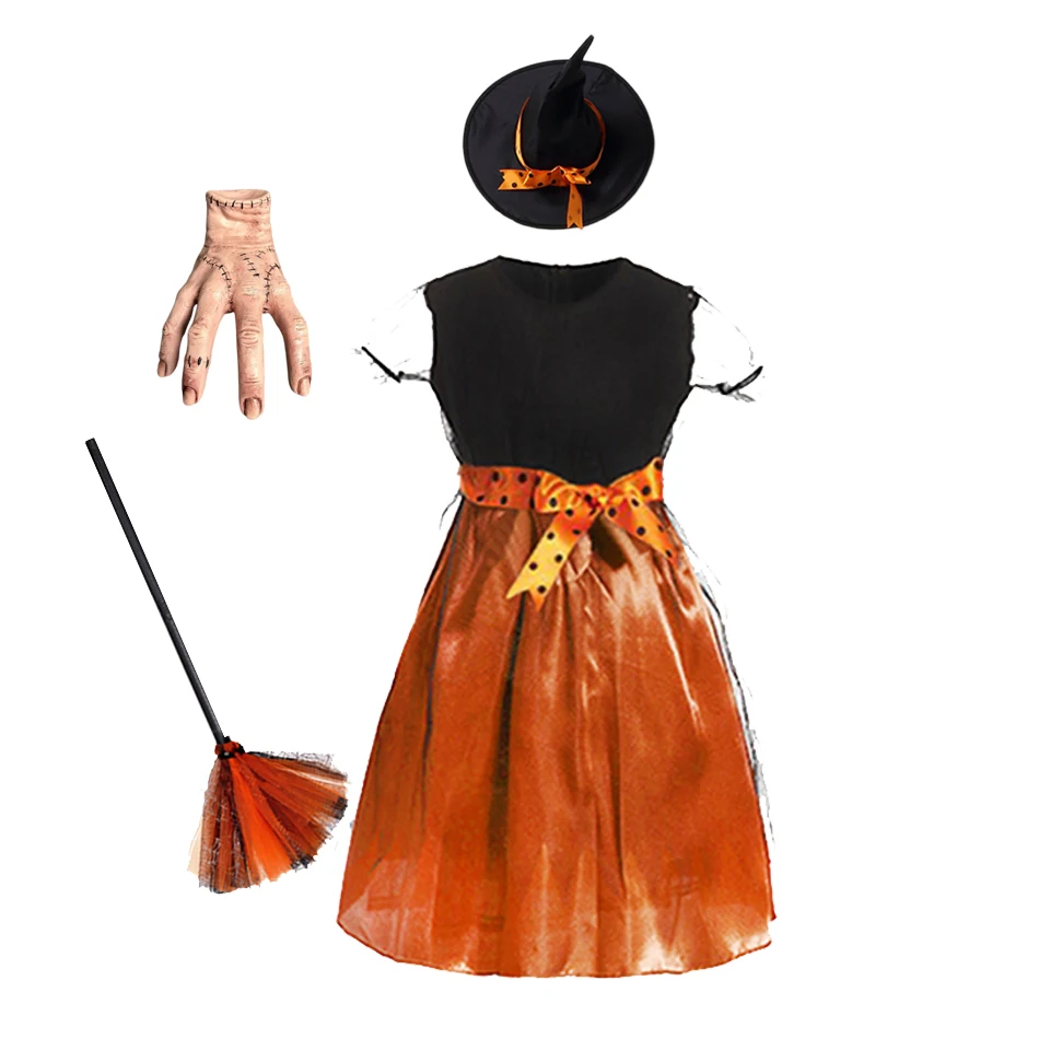 thumbnail image 1 of Disfraz de calabaza para bebé, vestido de princesa para niña, vestido elegante para actuación de vampiro, mameluco de bruja para Halloween de 1 a 12 años, 1 of 5