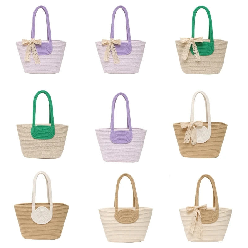 

Vintage Hand-Woven Straw Bag for Women Summer Tote with Top-Handle Shoulder Bag