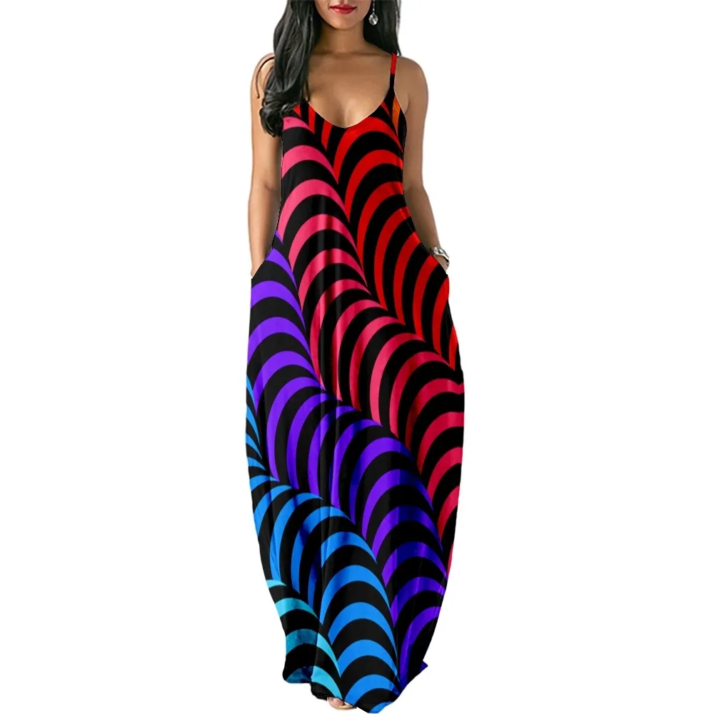 

Платье женское средней длины без рукавов, пикантный вечерний сарафан с 3D принтом, с открытой спиной и V-образным вырезом, Пляжная Повседневная Уличная одежда, 6XL