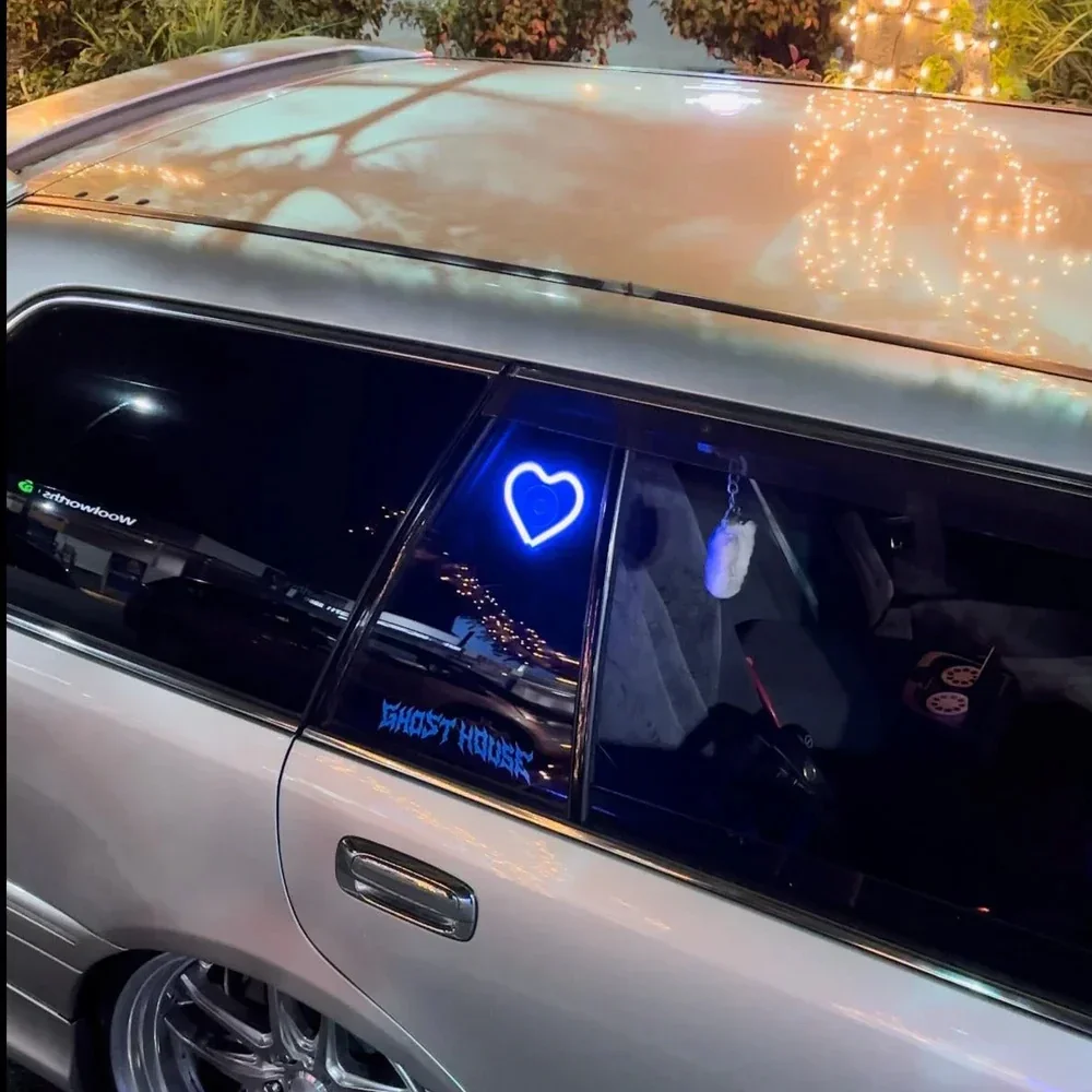 Car LED window lights interior decoration lights glowing heart atmosphere USB wiring car modification neon Car Decoration car accessories