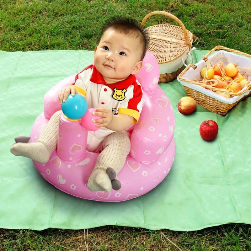 Baby Inflatable Seat Back Support Sofa for Sitting Up Floor Seater Portable Shower Chair Learn to Seat Dinosaur Dining Chair