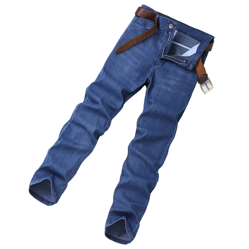 Wthinlee Summer Thin Men's Stretch Straight Jeans Classic Black Blue Business Casual Large Size Denim Pants Brand Trousers 3