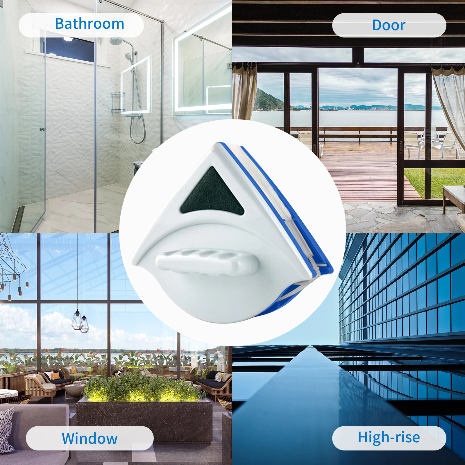 Wiper Double-side Magnetic Glass Window Cleaner Surface Cleaning Brush Triangle Cleaning Tools Thickness 3-8mm window cleaning brush window cleaner