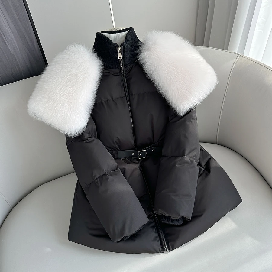 New 90% White Goose Down Jackets Thick With Big Real Natural Fox Fur Collar Puffer Jacket Winter Warm Coats