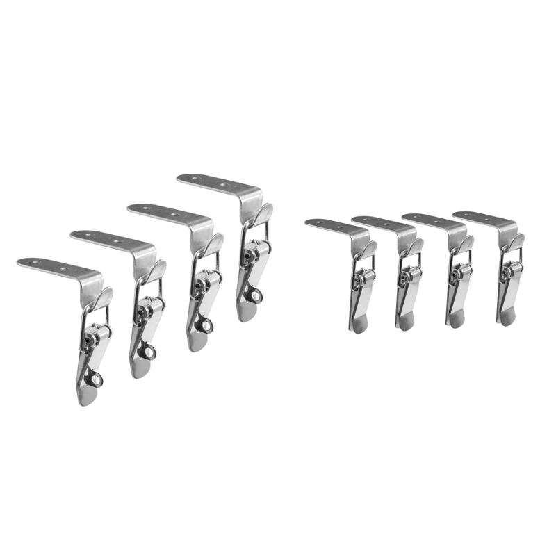 

90 Degrees Duck-Mouth Buckle Hook Lock Stainless Steel Spring Loaded Draw Toggle Latch Clamp Silver Hasp Latch Catch