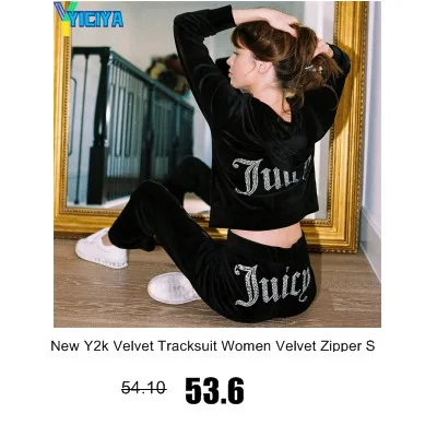 YICIYA Juicy Tracksuit Spring/Fall 2022 Women's Brand Velour Tracksuit Suit Women Velvet Zipper Sweatshirt And Pants Fat Sister