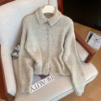 Women's Turtleneck Cardigan Sweater Y2k Vintage 2000s Jumper Knitwear Long Sleeves Korean Soft Cozy Sweater Autumn Winter 2025 - Image 3