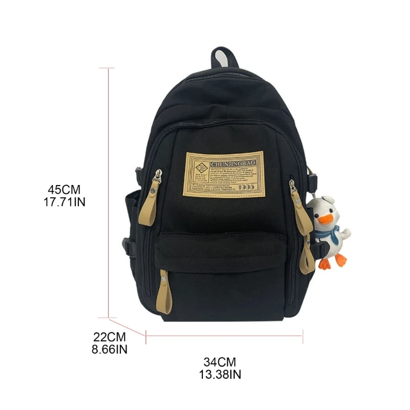 Multi-Pocket Bookbag Pendant Backpack Travel Laptop Bag Rucksack Casual Daypack School Bags for Student