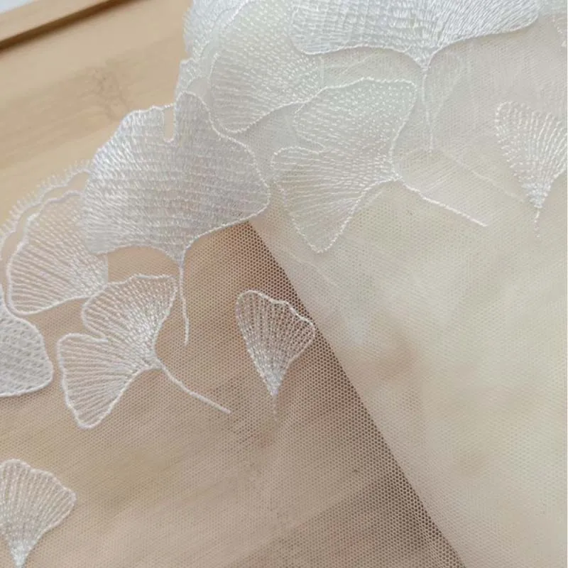 

15Yards White Leaf Embroidered Lace Trim Soft Tulle Mesh Clothes Accessories Lingerie Bra Underwear Sewing Dress Decor