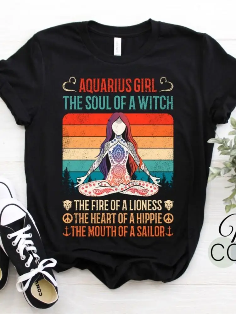 

Aquarius Girl Traits Facts Horoscope Women T-shirts Pi Math for 3.14 Ratio Funny Men Cotton T-shirts Sand In My Boots Retro Tops