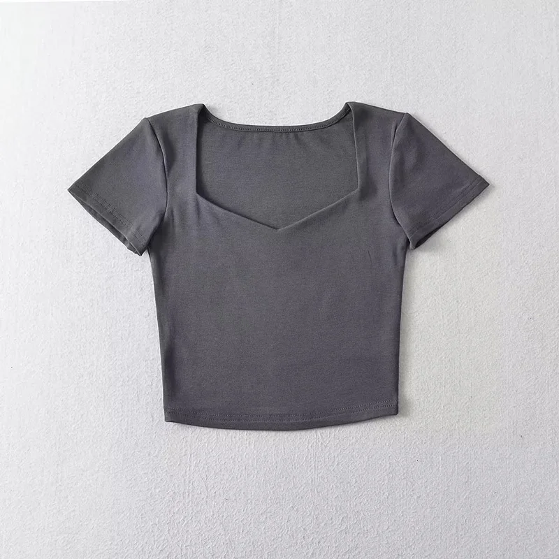 Women’s Solid Bodycon Short Sleeve Cropped Top T-shirt