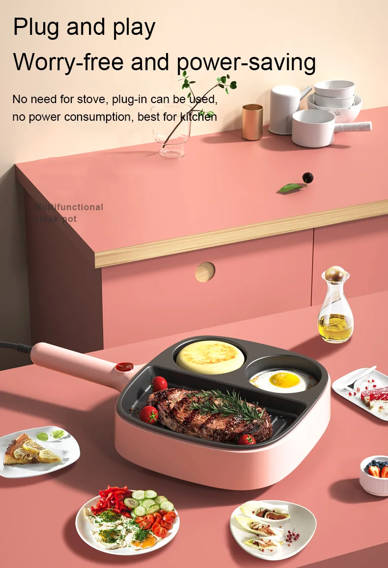 DMWD 110V Multifunctional Electric Frying Pan Non-stick Egg Burger Cooker Smokeless Steak Machine  Omelette Breakfast Machine 4