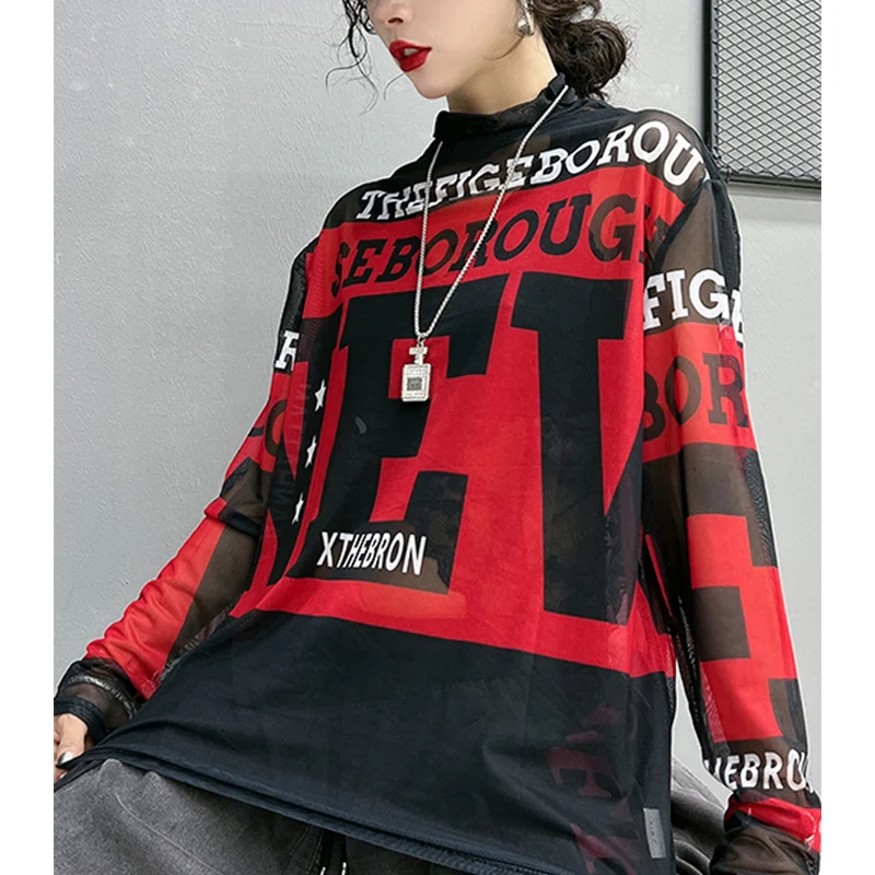 المرأة الوقوف طوق إلكتروني الطباعة فضفاضة تي شيرت غير رسمي ، السيدات طويلة الأكمام أعلى ، Harajuku Y2K شبكة المحملة ، المرأة البلوز ، الخريف ، الشتاء 5 المرأة الوقوف طوق إلكتروني الطباعة فضفاضة تي شيرت غير رسمي ، السيدات طويلة الأكمام أعلى ، Harajuku Y2K شبكة المحملة ، المرأة البلوز ، الخريف ، الشتاء 5