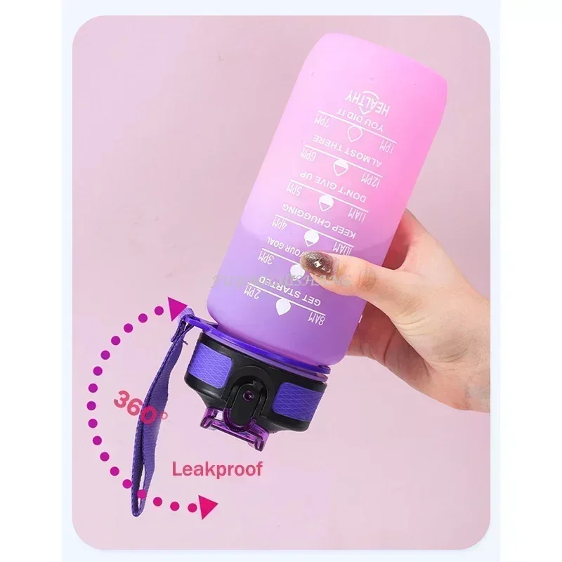 600ML Colorful Water Bottle Sports Time Marker