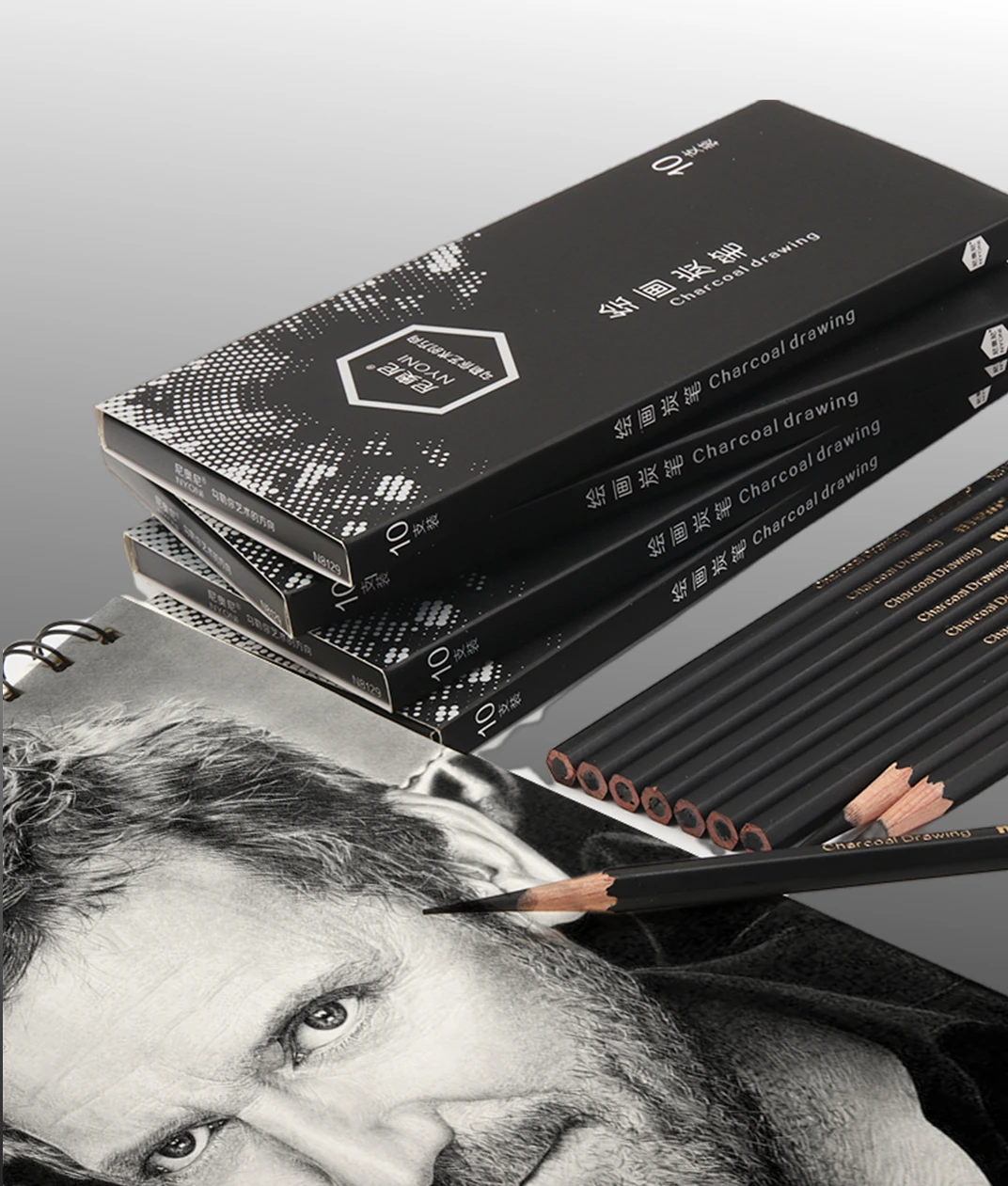 

Профессиональные мягкие/Средние/Твердые липы, гексагональные чертежи, 30 угольных карандашей, устойчивые к разрыву, отличная фотокартина