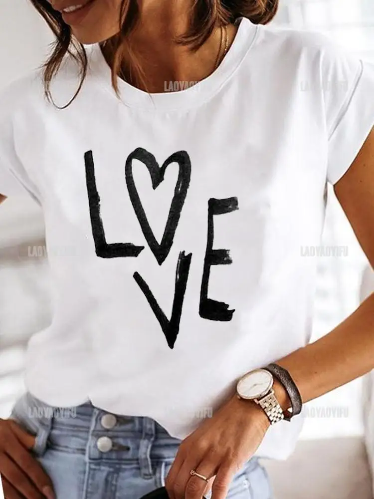 

Summer Clothes Ladies T Clothing Print Fashion Casual T-shirts Letter 90s Trend Cute Short Sleeve Women Female Graphic Tee Tops