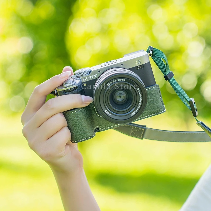 

Чехол для фотокамеры ручной работы из искусственной кожи с зернистой текстурой для sony A7C2 A7Cii A7CR защитный чехол открывающий аккумулятор