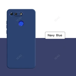 Premium Dual Layer Liquid Silicone Shockproof Phone Case with Internal Flocking - Soft Protective Back Cover for Honor V20 (Navy Blue)