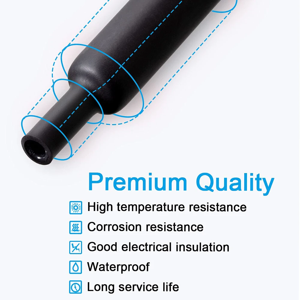 Heat Shrink Tubing Kit 3:1 Ratio Adhesive Lined Marine Grade Shrink Wrap Automotive Industrial Heat Tubing 270 PCS
