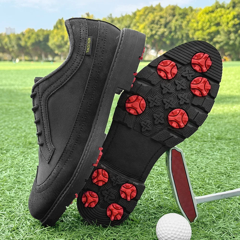Men Professional Golfer Shoes Retro Classic Brogue Style Spikes