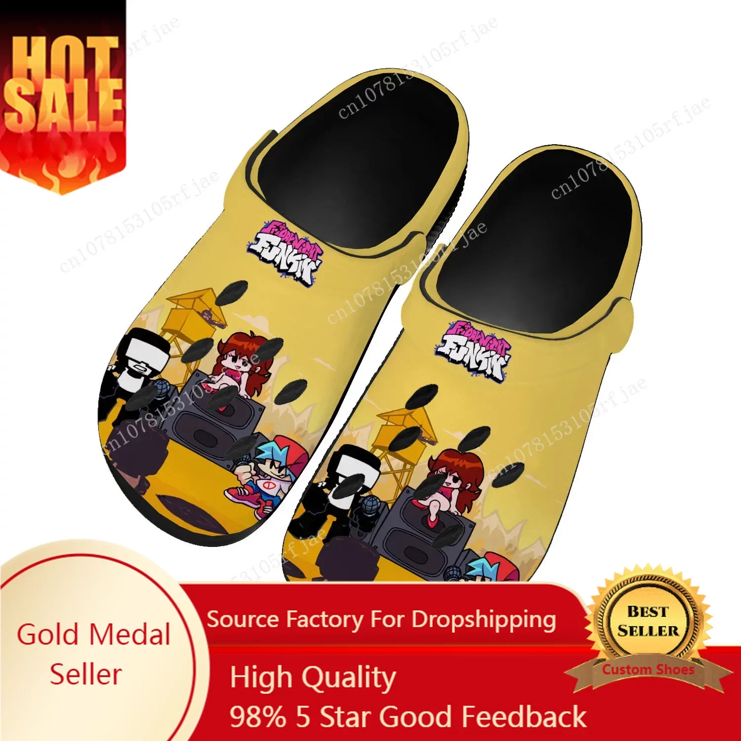 

Funkin Cartoon Night Game Friday Movie Home Clogs Men Women Teenager Tailor Made Water Shoes Garden Beach Hole Slippers Sandals