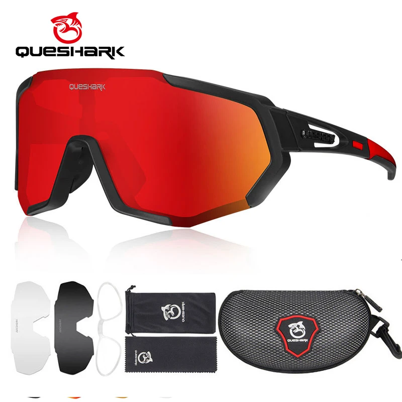 Queshark Polarized Sport Glasses Men Women Cycle Running Sun Glasses 5 Lens QE48 