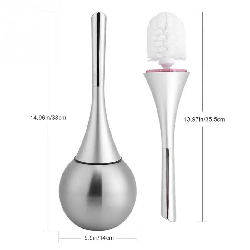 Toilet Brush Creative Bathroom Toilet Scrub Cleaning Brush Holder Set with Stainless Steel Base Universal WC Accessory