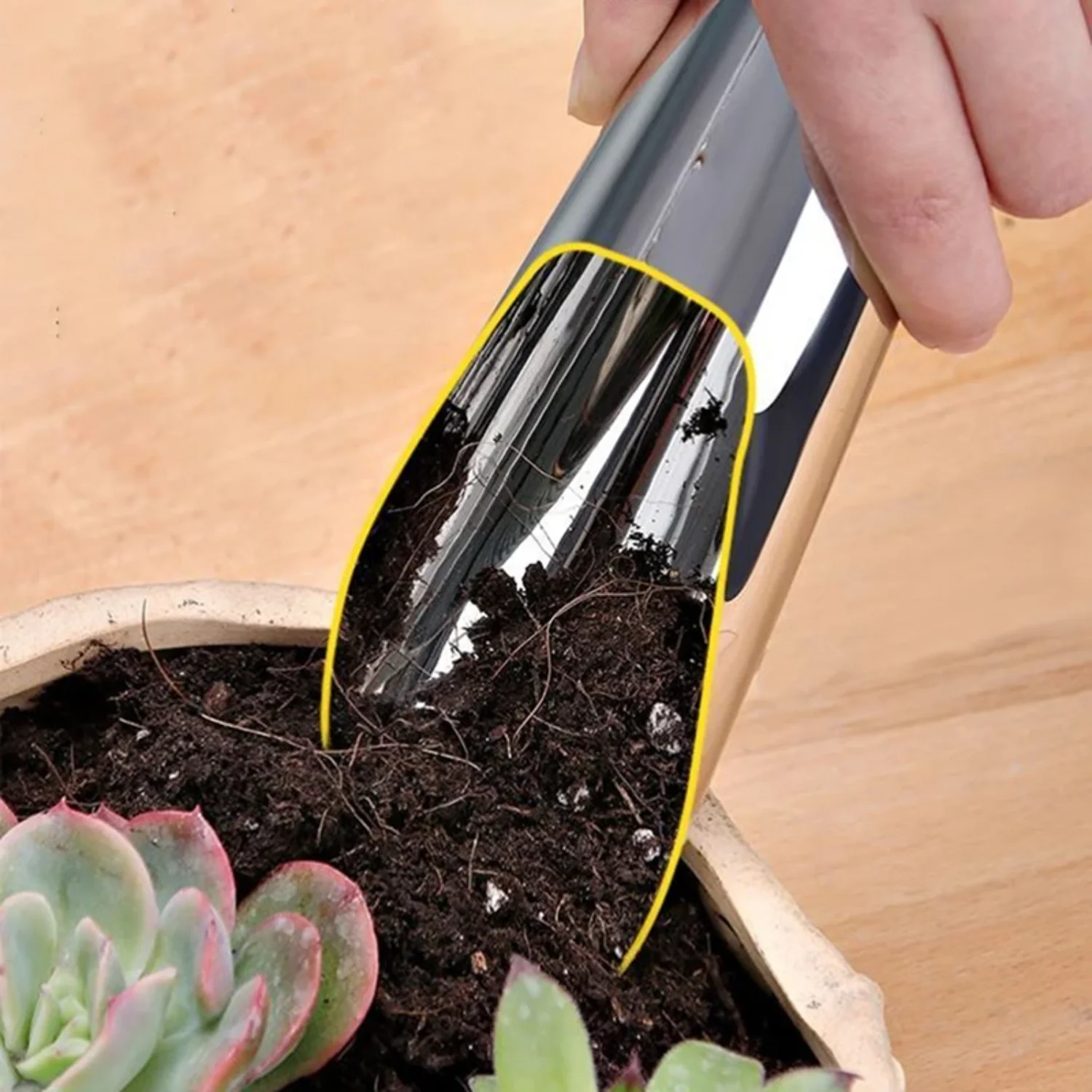1 PC Stainless Steel Bucket Shovel Cultivation Succulent DIY Potted Bonsai Plant Helper Dig Soil Household Garden Tools 4