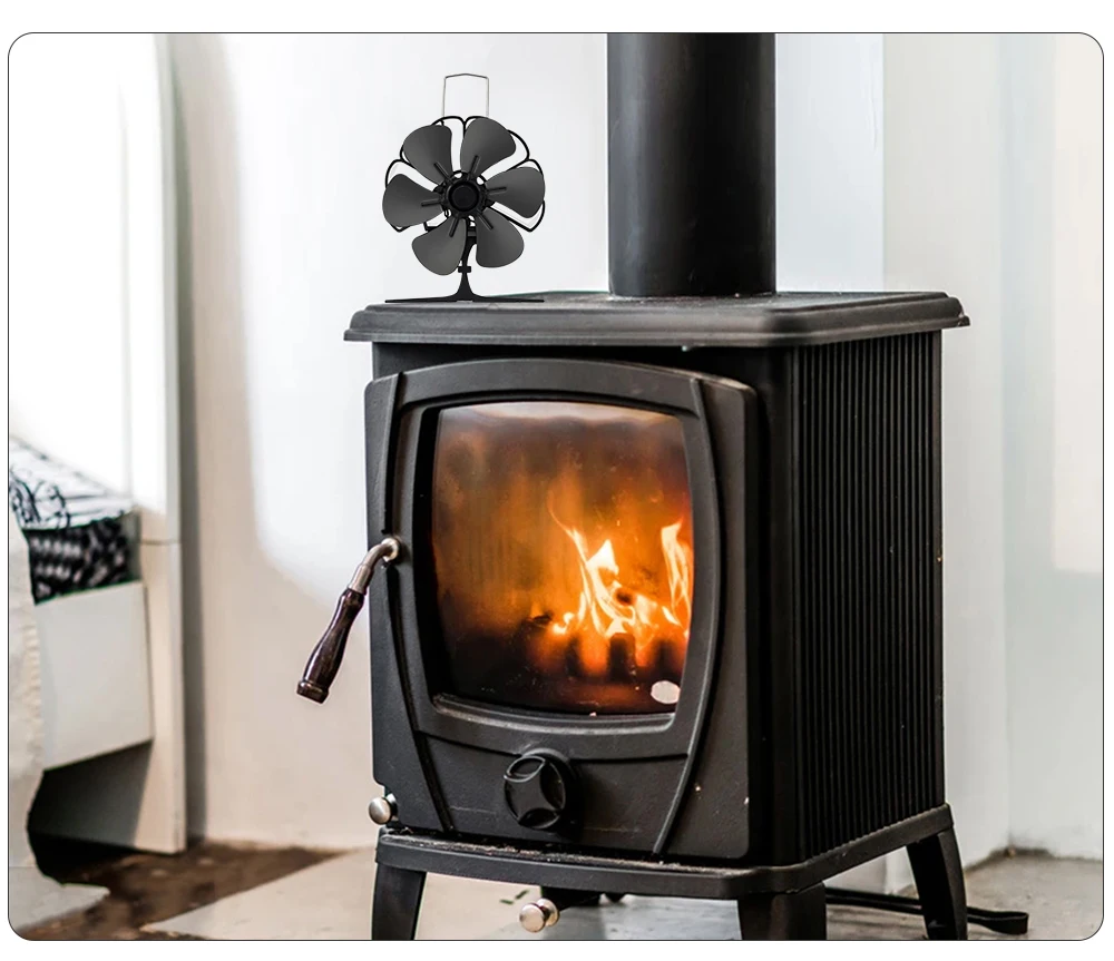Mini 6 Leaf Black Fireplace Fan Thermal Power Ecological Silent Wood Burner  No Power Household Fan Efficient Heat Distribution - Hvac Systems u0026 Parts -  AliExpress