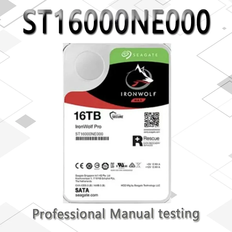 Seagate Ironwolf Pro 내부 7200RPM 3.5 HDD, 테스트 완료, 16TB, ST16000NE000