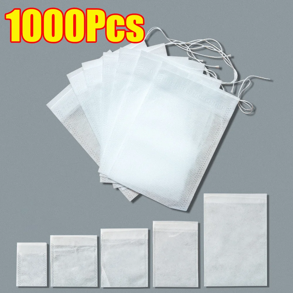 Bulk Pack of Disposable Empty Tea Bags with String – Heat Seal Filter Bags for Herbal Loose Tea, Coffee, and More