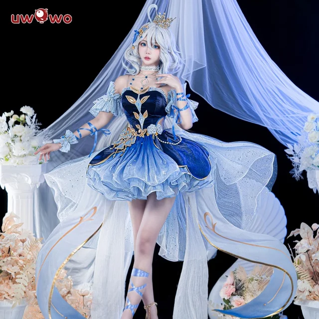 UWOWO Genshin Impact Fanart Focalors Lily of the Valley Balll Gownn Dress Cosplay Costume 1