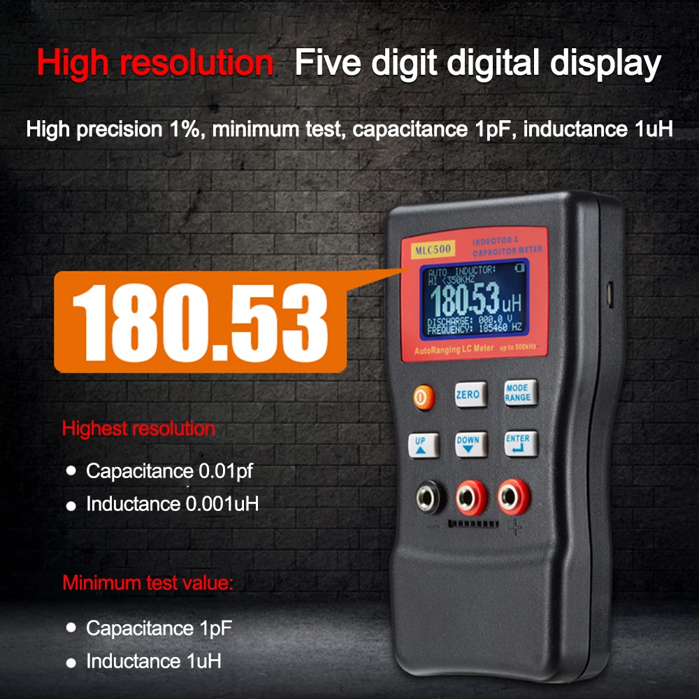 

High Precision Electronic Capacitance Inductance Meter MLC500 Digital Bridge LC Meter Multimeter LC RC Oscillation To 500KHz