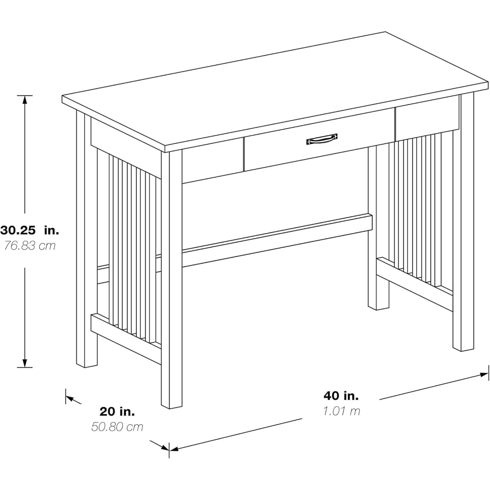 US Writing Desk with Pull-Out Drawer and Mission Style Side Panels,Simple Laptop Desk Study Writing Table for Small Spaces