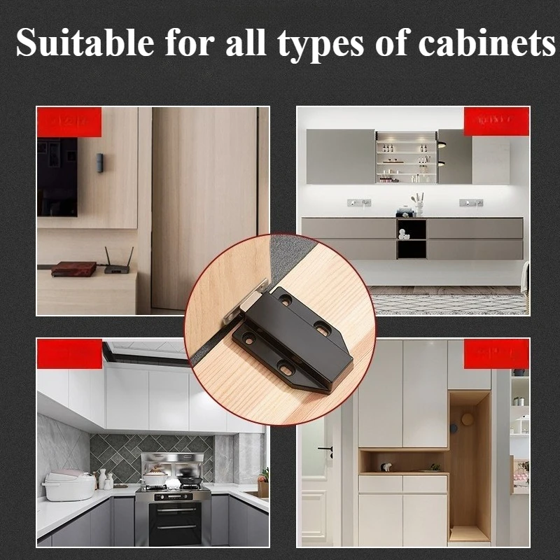 Cabinet Door Reboiler with Magnet, Magnetic Push Lock, Pressure Door Opener, Suitable for Various Wardrobes, Cabinets, Drawers