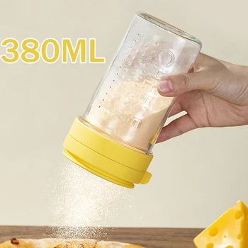 380ML Cheese Shaker Bottle,Transparent Seasoning Jar with Sealable Lid for Sugar Matcha Spices,Spice Dispenser Kitchen Container