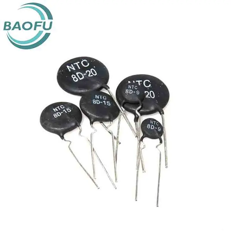 10pcs NTC thermistor negative temperature coefficient 5D/8D/10D 5/7/9/11/13/15/20/25 full series 10pcs negative temperature coefficient of thermistor ntc mf52d 1% 10k 100k temperature control sensor 3950 probe strip line