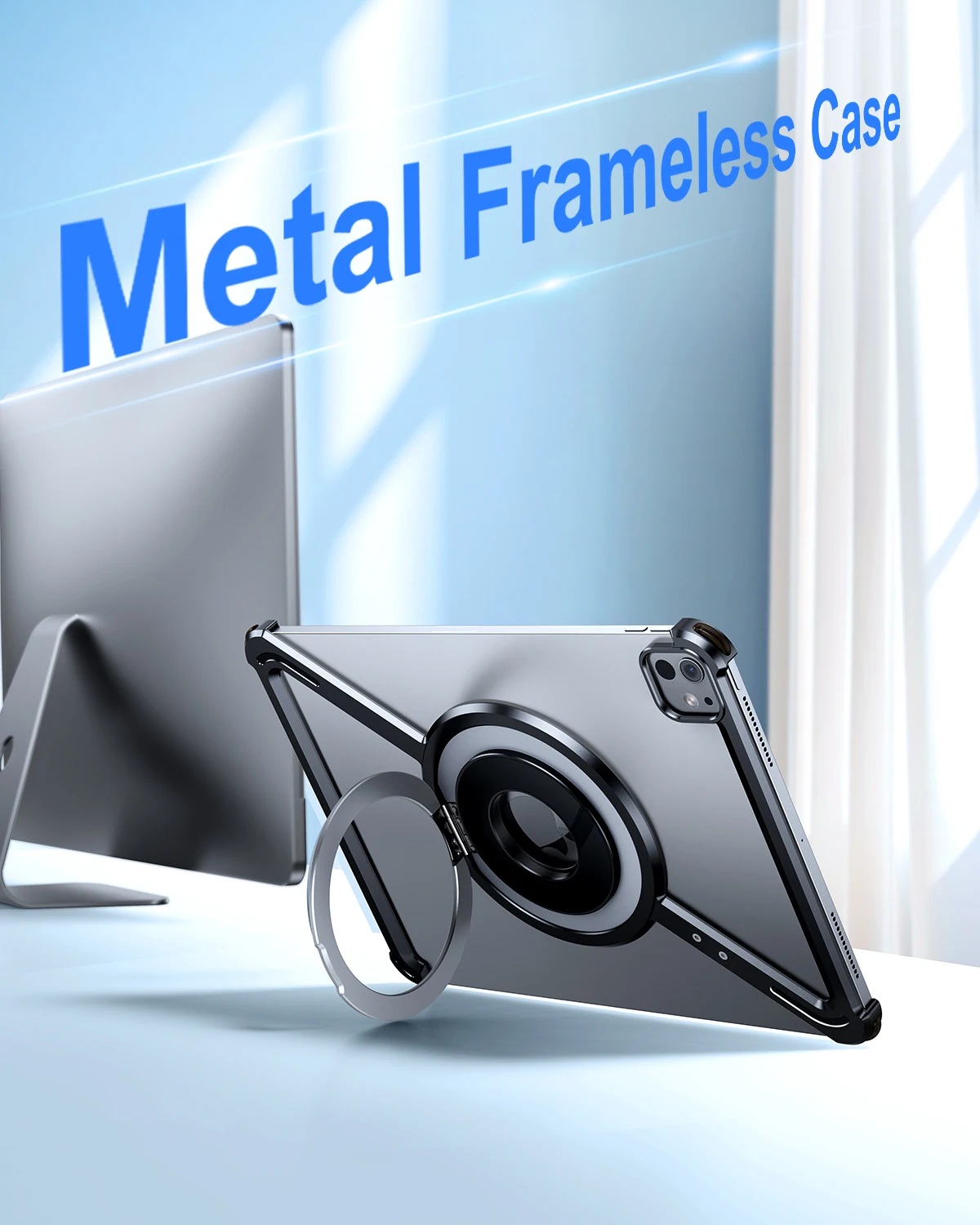 Eary Frameless Case for iPad Pro 2024 11 Inch M4 (5th Gen) With 360°Rotatable Magnetic Kickstand Aluminum Alloy Dropproof Case