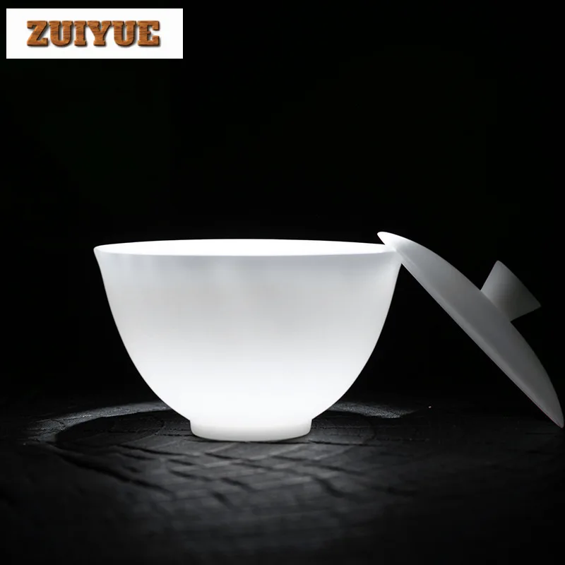 Handamde Ice Seed Jade White Gaiwan 150ml Sheep Fat Porcelain Sopera Tea Tureen Tea Maker Cover Bowl Ceremony Ornaments Gift