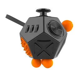 12 - Sided Sensory Fidget Cube for Stress Relief & Focus (Black)