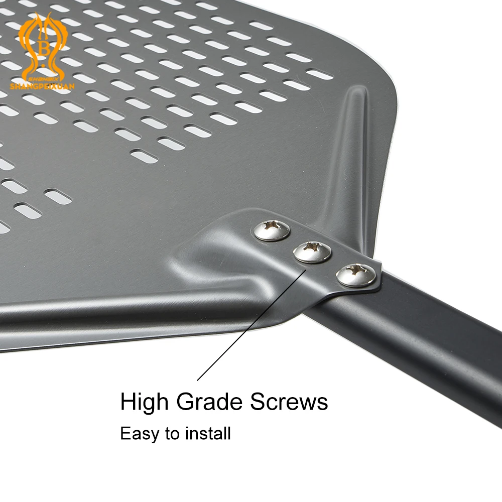 SHANGPEIXUAN 16 Inch Pizza Peel Perforated Aluminum Aolly Pizza Paddle Hard Anodized Shovel Large Size Oven Accessories