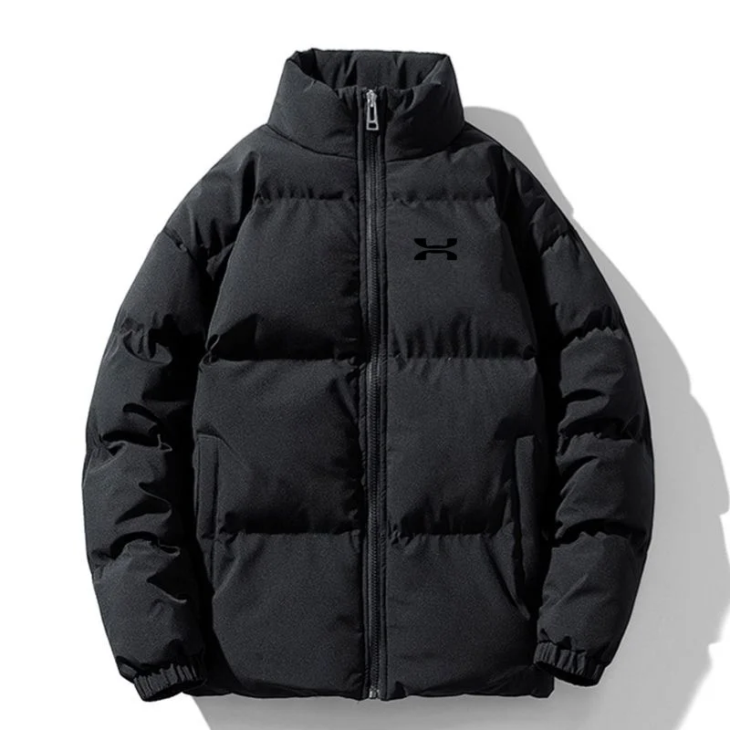Men's new winter trend brand thickened cold-proof bread warm retro stand-up collar solid color cotton jacket