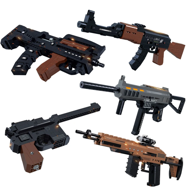 

WW2 Military AK-47 OTs-14 Rifle UMP45 Submachine Gun Model Building Blocks Soldier DIY Assemble Sets Dolls Brick Kids Toys Gifts