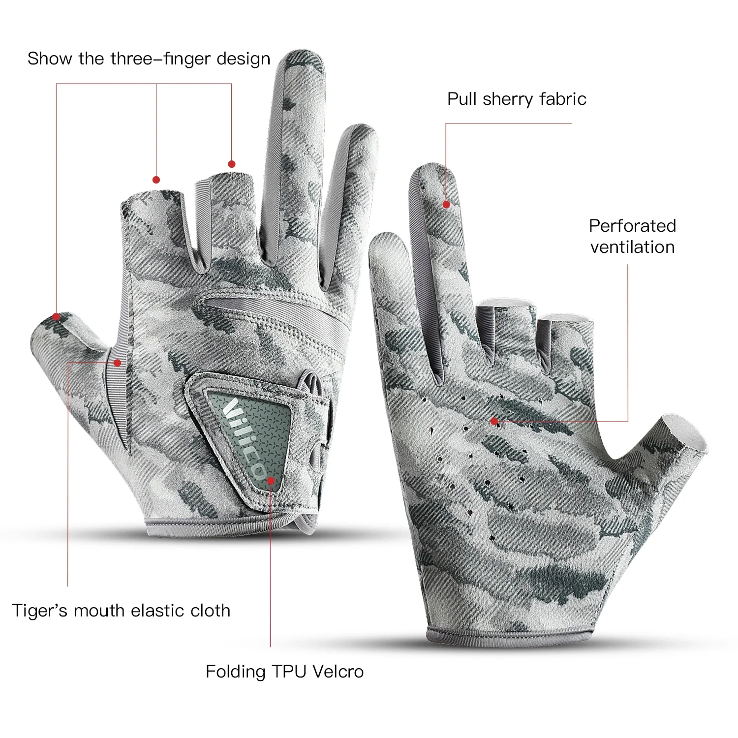 1 Pair Fishing Gloves for Men Summer Fishing Road Sub Sunscreen and Anti Slip Ice Silk Breathable Thin Three Finger Cut Gloves