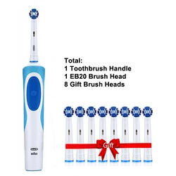 Advanced Oral B Electric Toothbrush with 3D Whitening and Extra Brush Heads (Blue 8 heads)