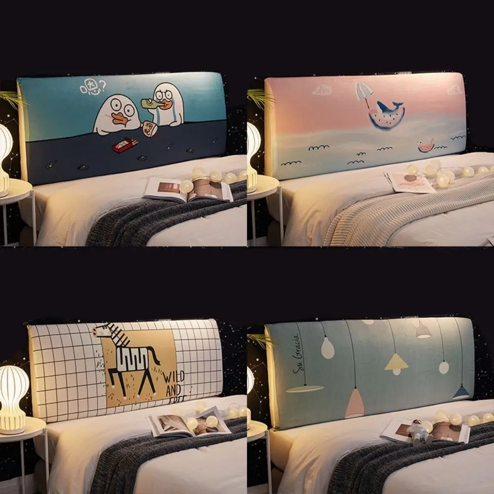 Modern Style Cartoon Bed Head Cover All-inclusive Anti-dust Headboard Cover Soft Nordic Protective Home Room Decor