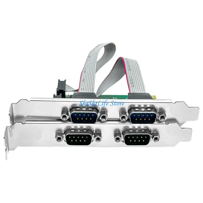E65E 4 포트 PCIE 확장 카드 RS232 카드 PCIE 확장 컨버터 어댑터 MCS9904 칩 컨트롤러 LED 제어에 적합